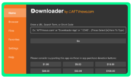 Tela do Downloader com o campo para digitar o código de download